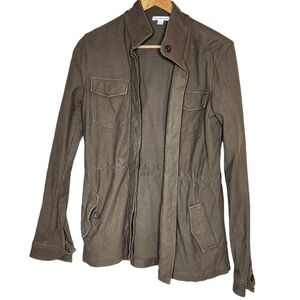 James Perse 100% Cotton Green Button Drawstring Twill Jacket Size 1 Size Small